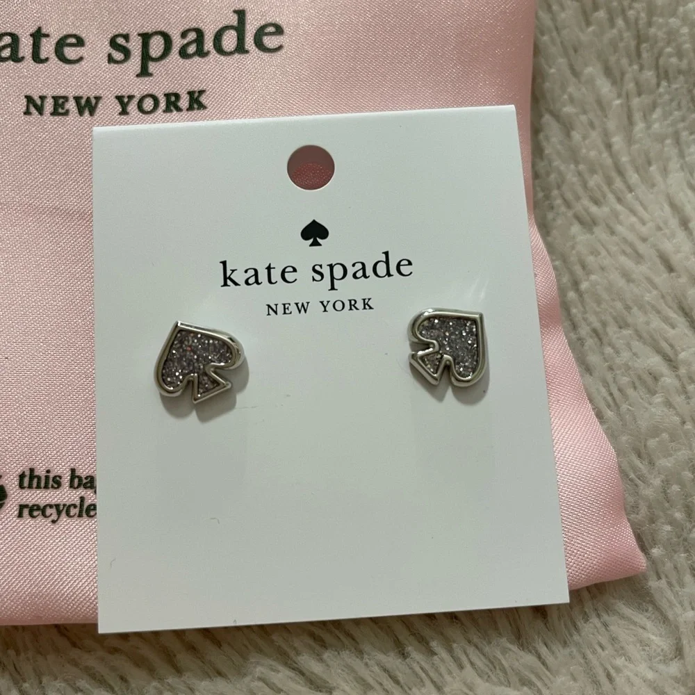 NWT Kate Spade “Everyday Spade” Rhinestone Earrings with Dust Bag